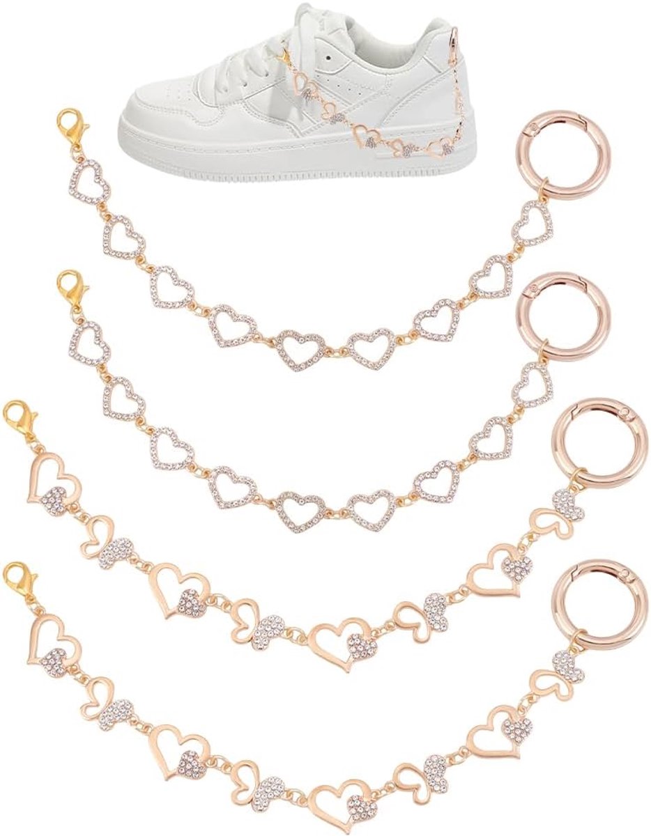 Parel Schoenkettingen Gelaagde Parels Schoenveter Charms Metalen Sneaker Ketting Lagen Kwastje Boot met Sluiting Decoratie Accessoires Voor Vrouwen Dames Sandalen