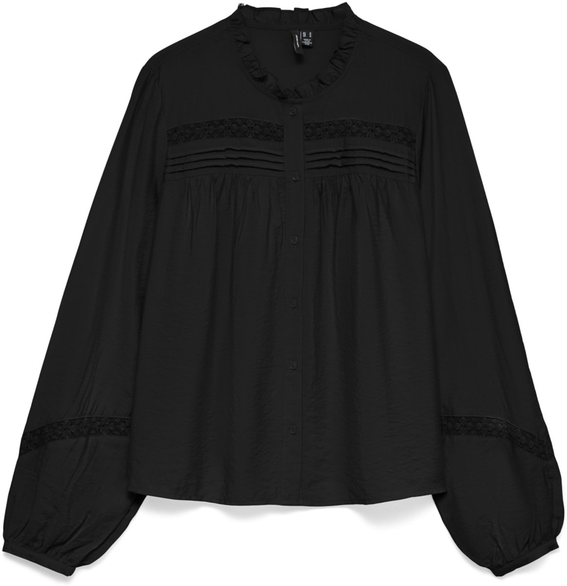 Vero Moda Blouse Vmcasey Ls Lace Shirt Wvn Noos 10351387 Black Dames Maat - XXL
