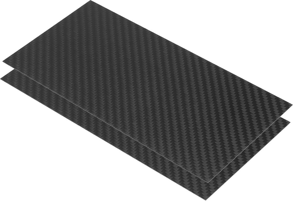 2 stuks 3K koolstofvezelplaat, paneelbladen, 200 x 100 x 0,5 mm, koolstofvezel, flexibel, voor RC-vliegtuig, modelauto, auto-onderdelen (keper-mat)