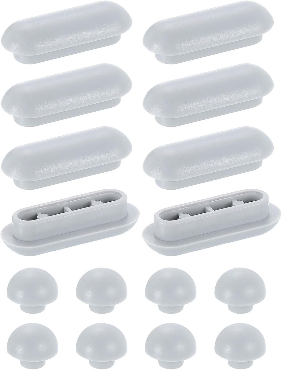 8-delige toiletbrilbufferset, antislip kunststof toiletbrilbufferset, universele buffer-toiletdeksel, rubberen buffer voor thuis, hotel, grijs