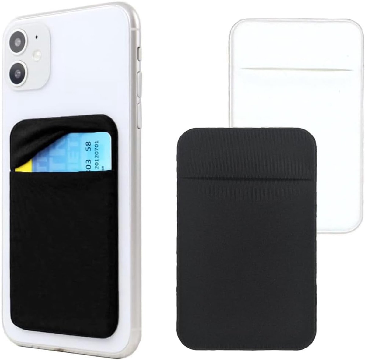 Zelfklevende telefoonhoesjes met elastische vakken voor identiteitskaarten en creditcards, ideaal voor het opbergen in de portemonnee van de telefoon