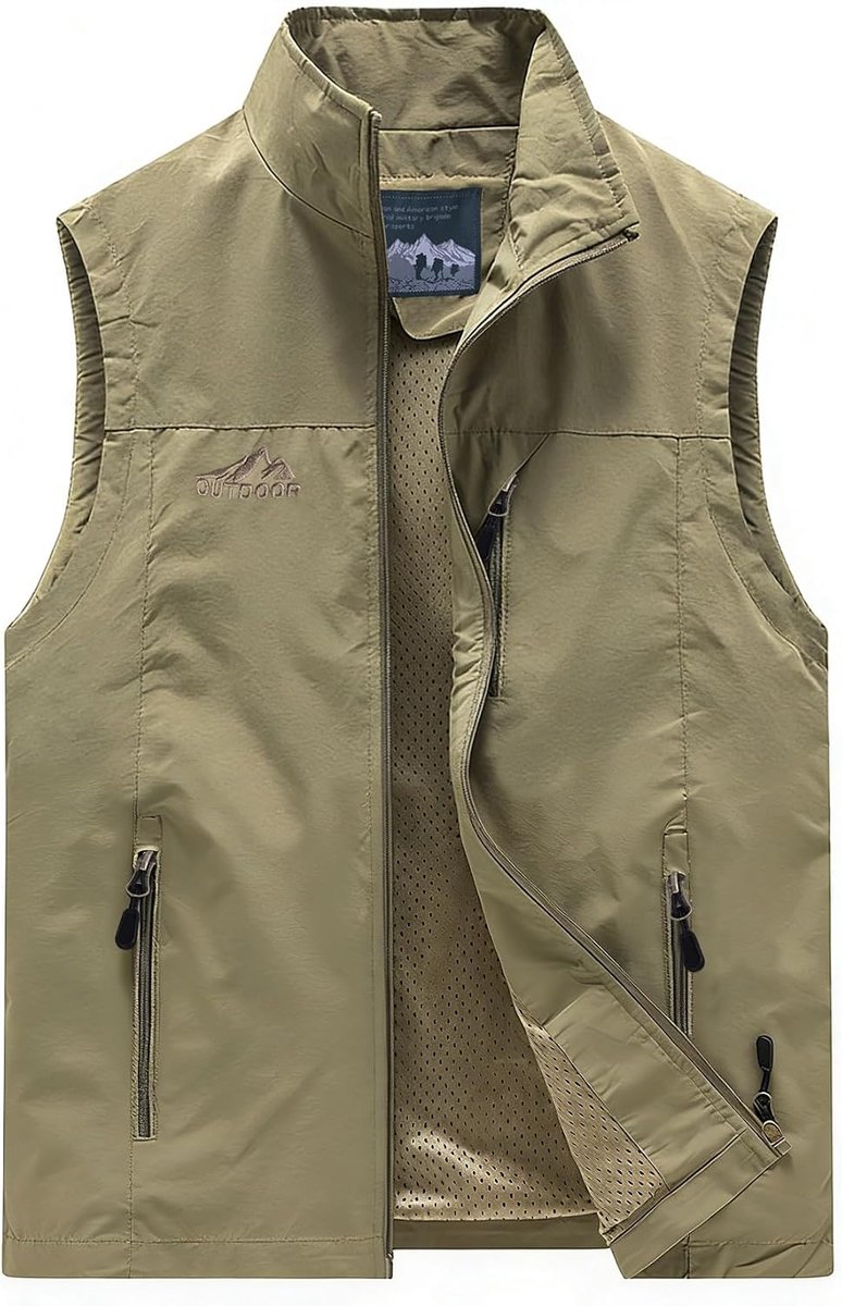 vest voor heren, sneldrogend casual gilets, mouwloos jack, ademend vest voor buiten, vissen, kamperen, wandelen, reizen, werk