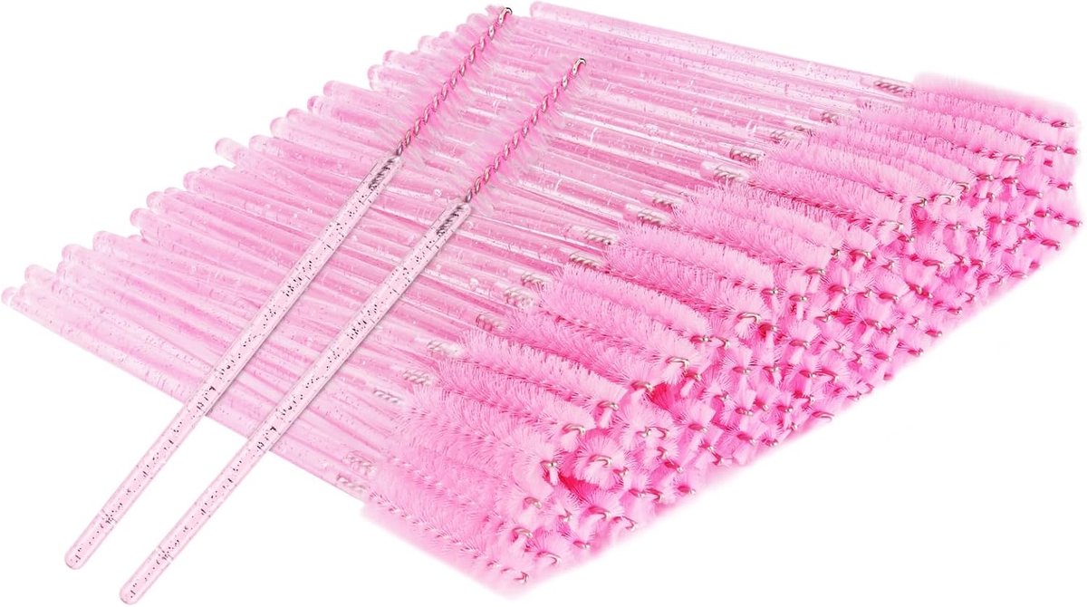 100 stuks wegwerp-wimperborstels, draagbare wenkbrauw spoolie ricinusolieborstel, mascara toverstokken, wimperapplicatorborstels, make-upgereedschap voor wimperextensies, wenkbrauwcontouren