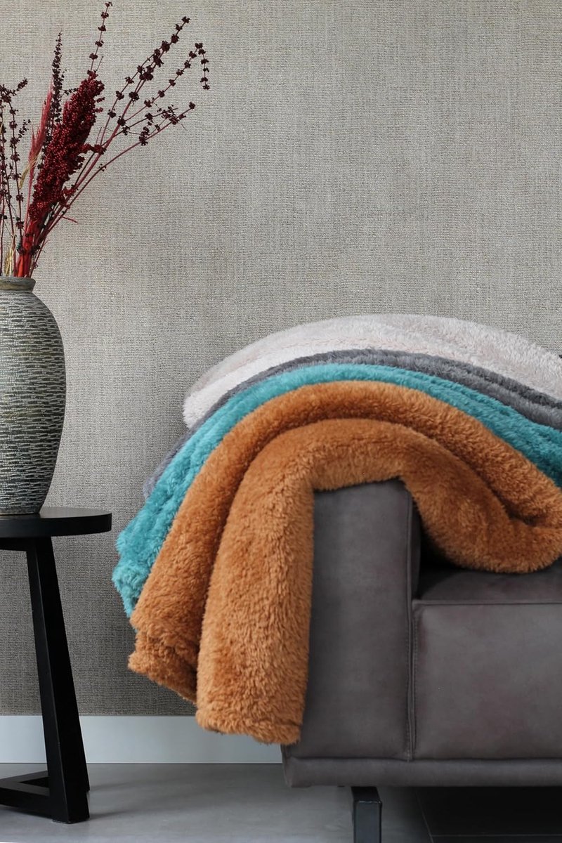 Teddy Cuddly Blanket 130 x 170 cm - Oeko-Tex gecertificeerd - Fluffy deken - Gezellige warmte voor op de bank - SnelShoppen