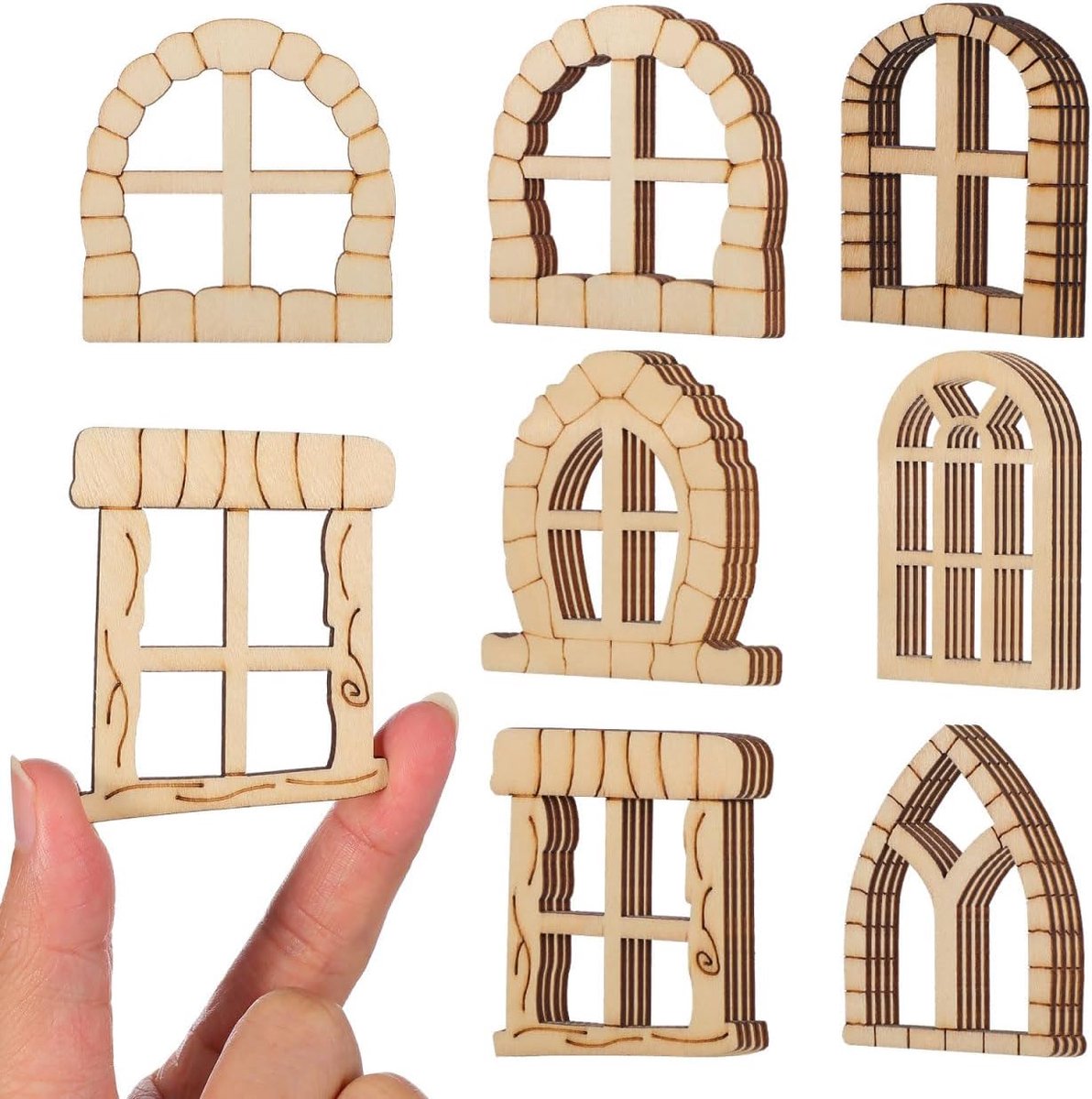 Ibasenice 25st Mini Vensteraccessoires Miniatuurhuisdeur Mini-deurdecoratie Onafgewerkte deur Kleine Deur Houten Venster Zelf Bouwen Houten Deurmodel Kleine Deurdecoratie Meubelrekwisieten Kaki
