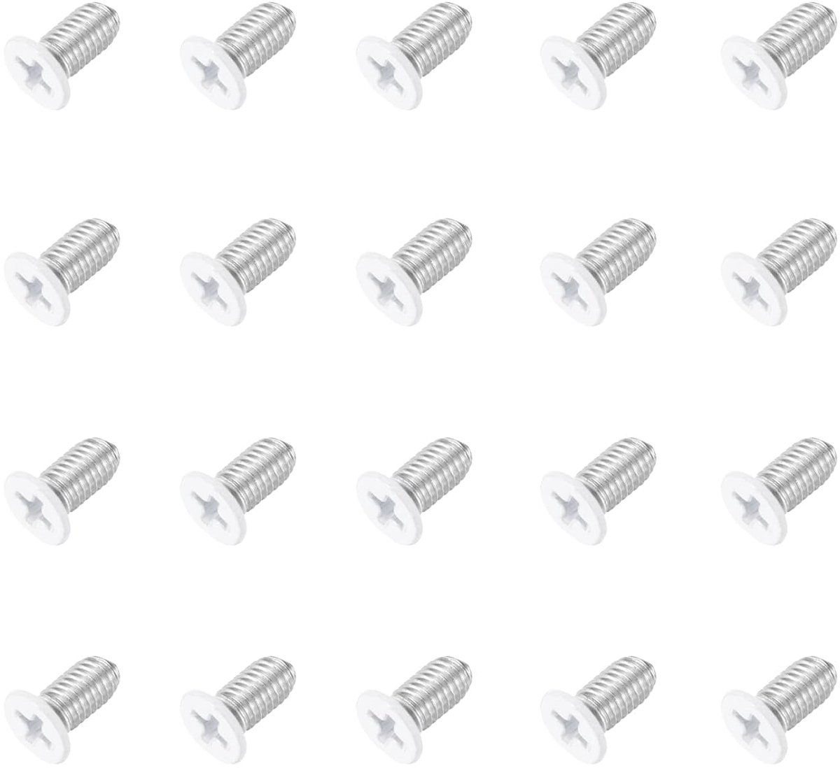 M6 x 12 mm platte kop verzonken schroeven 304 roestvrij staal volledige schroefdraad Phillips kruiskop schroeven voor meubelverbinding elektrische apparaten (wit 20 stuks)