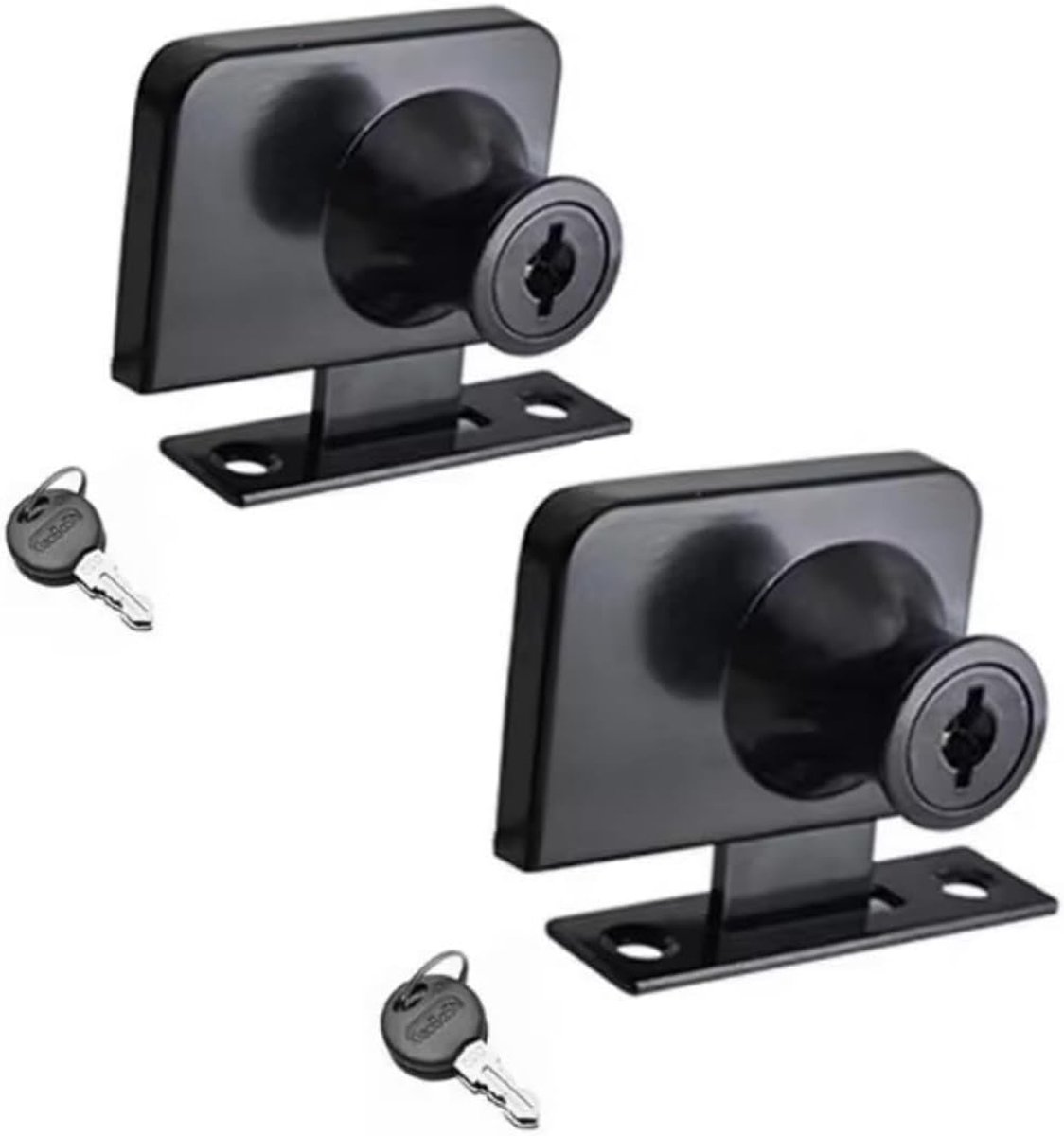 2 stuks glazen kastslot met enkele schommel, veiligheidsslot, zinklegering glazen deursloten vitrine vervangende sloten voor 5-8 mm, zwart (sleutel gelijkaardig, dubbel glazen slot 409)