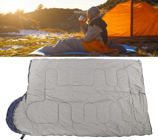 Kampeer slaapzak - Lichtgewicht tas - Buiten slapen - Huidvriendelijk katoen - 215x72cm - Marineblauw — afbeelding 4