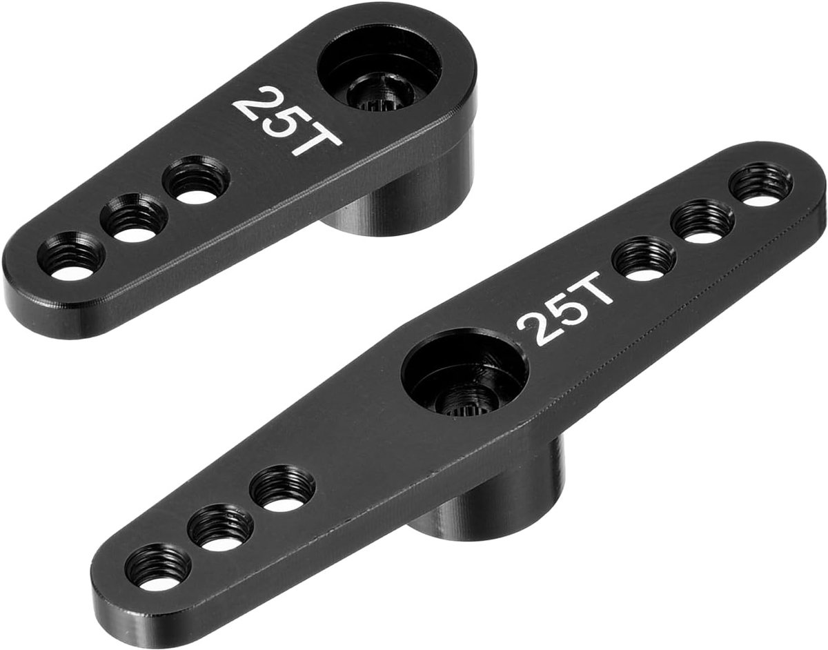 1 set servohoorns van aluminium, 25T dubbele arm, zwart, geschikt voor auto's/boten/Rc-vliegtuigen, doe-het-zelf, accessoires voor bootmodellen