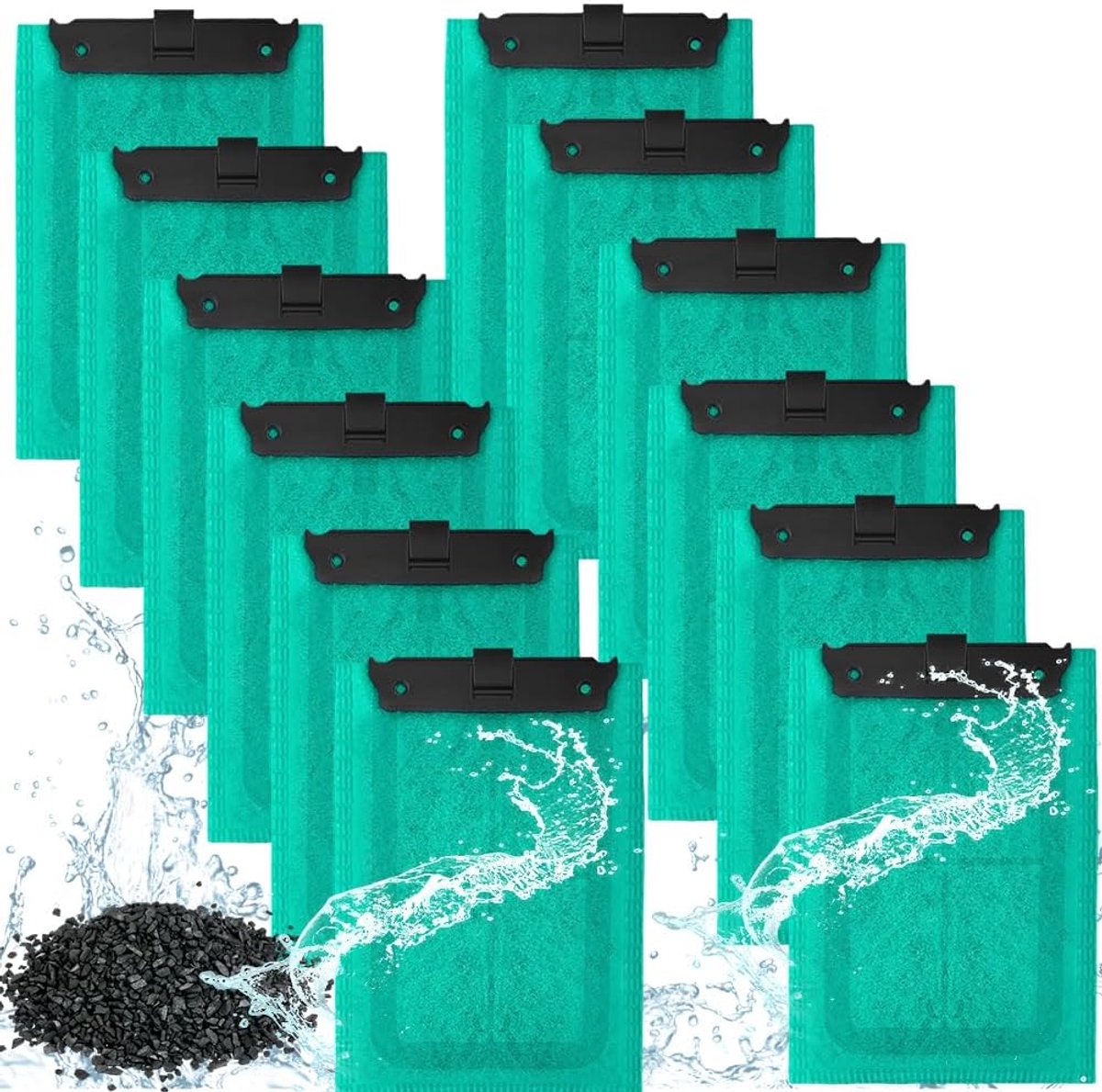 12 stuks verpakkingen carbon filterpatronen voor Tetra EasyCrystal filterset C250/300, vervangende filterpads met actieve kool en zeoliet, aquarium vervangingsfilterpads, voor snelle en schone filters