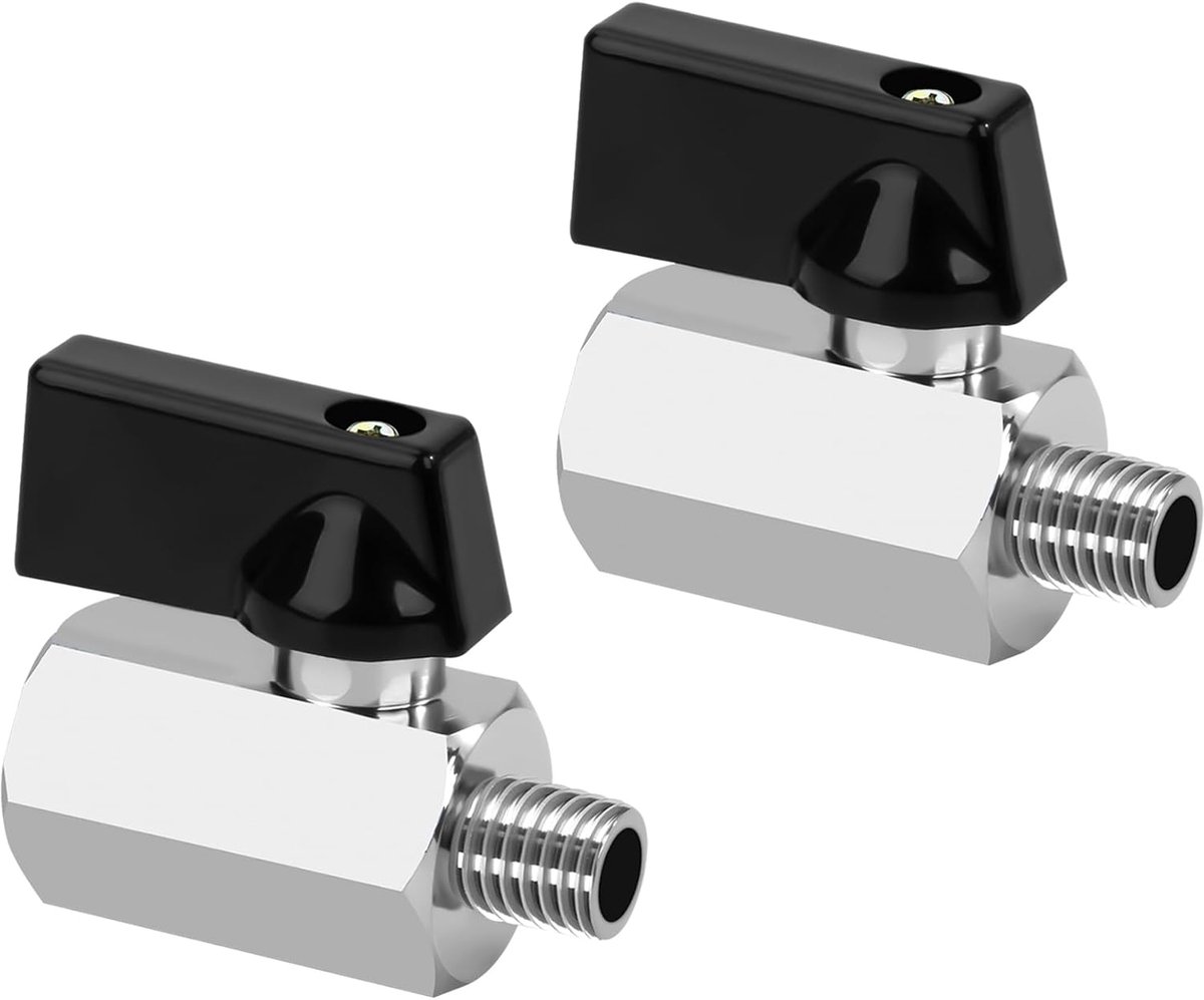 Kogelkraan, 2 stuks, verchroomd afsluitventiel, 1/8 inch vrouwelijk x 1/8 inch mannelijk, mini-kogelkraan van messing voor water, olie, tuinirrigatie