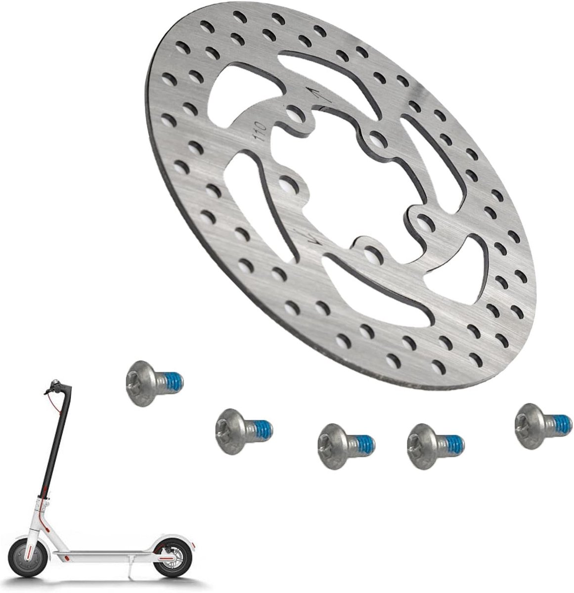Remschijf voor Xiaomi M365 1S Essential M365 Pro Pro 2 elektrische scooters reserveonderdeel 5 gaten roestvrij staal (110 mm versterkt)