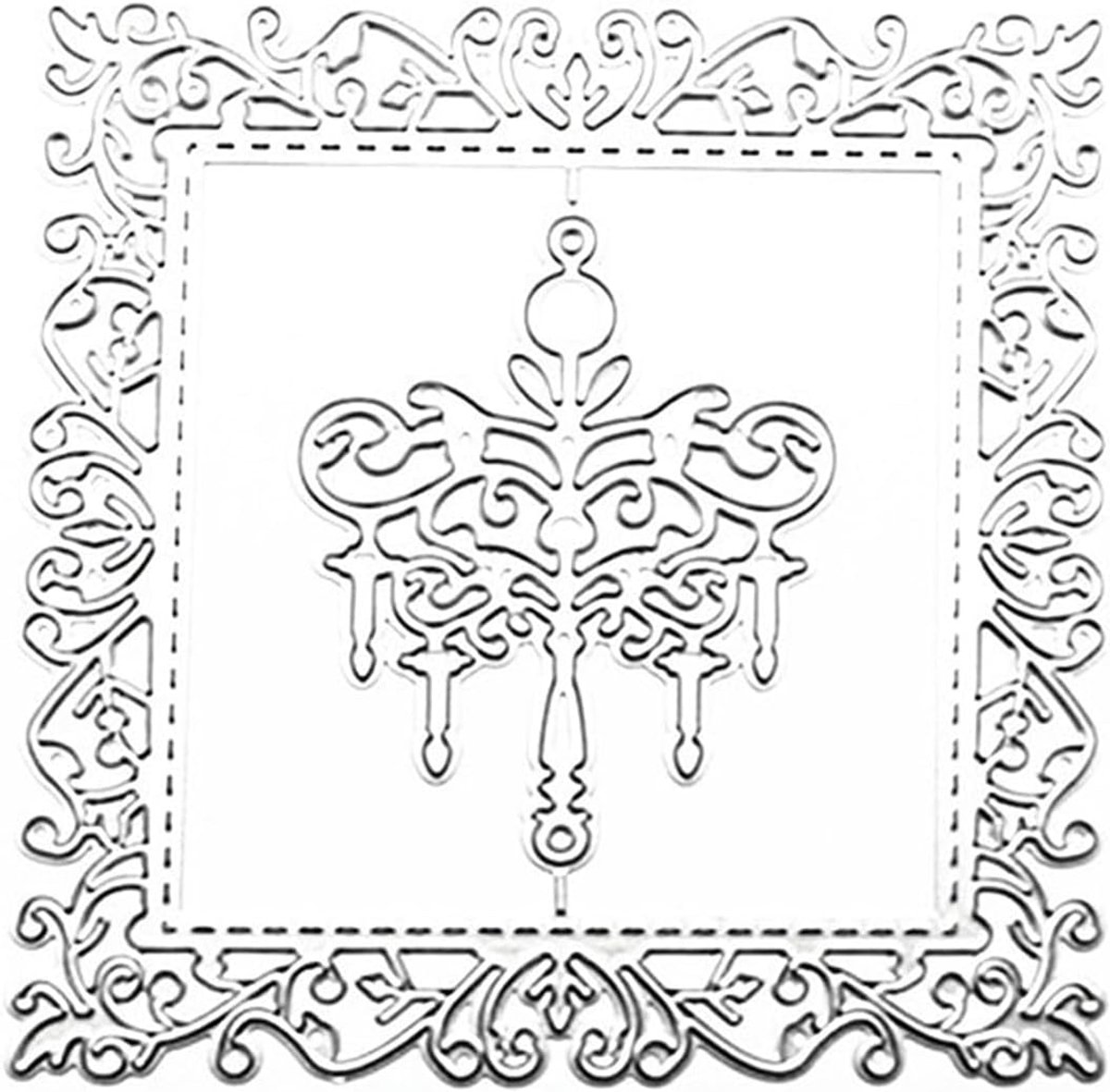 1 Stks Kant Blad Wijnstok Vierkante Frame Dies, Bladeren Frame Metaal Snijden Dies, Kant Grens Snijden Dies, Wilde Bloemen Bladeren Metalen Snijmallen, voor Scrapbooking Papier Crafting Decor