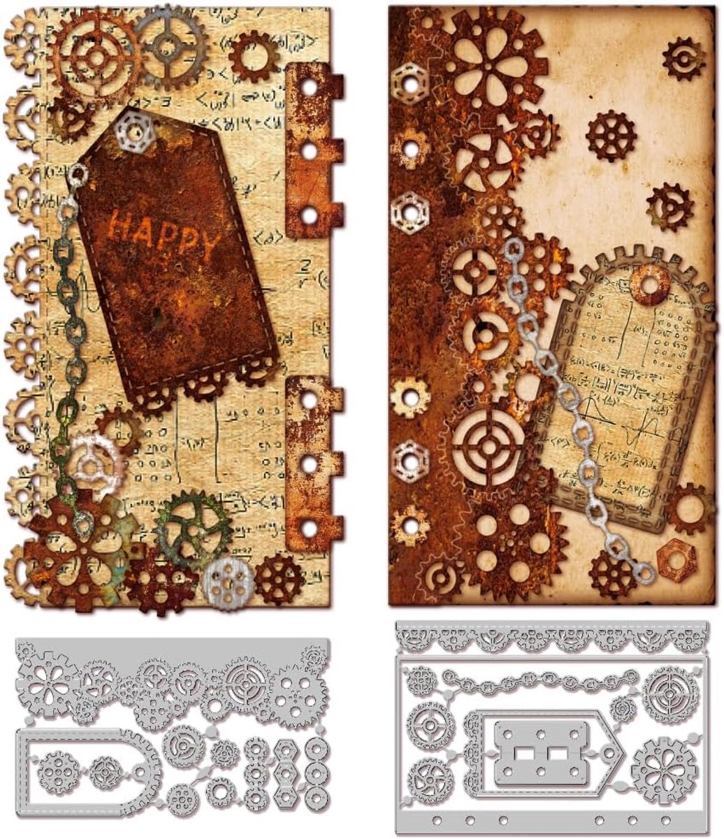 Gear Interface Tab Gat Snijden Matrijzen voor Kaarten Maken Bladwijzer Ketting Hoek Metalen Die Cuts Snijden Dies Sjablonen Voor Scrapbooking Journal Embossing Papier Craft Decor