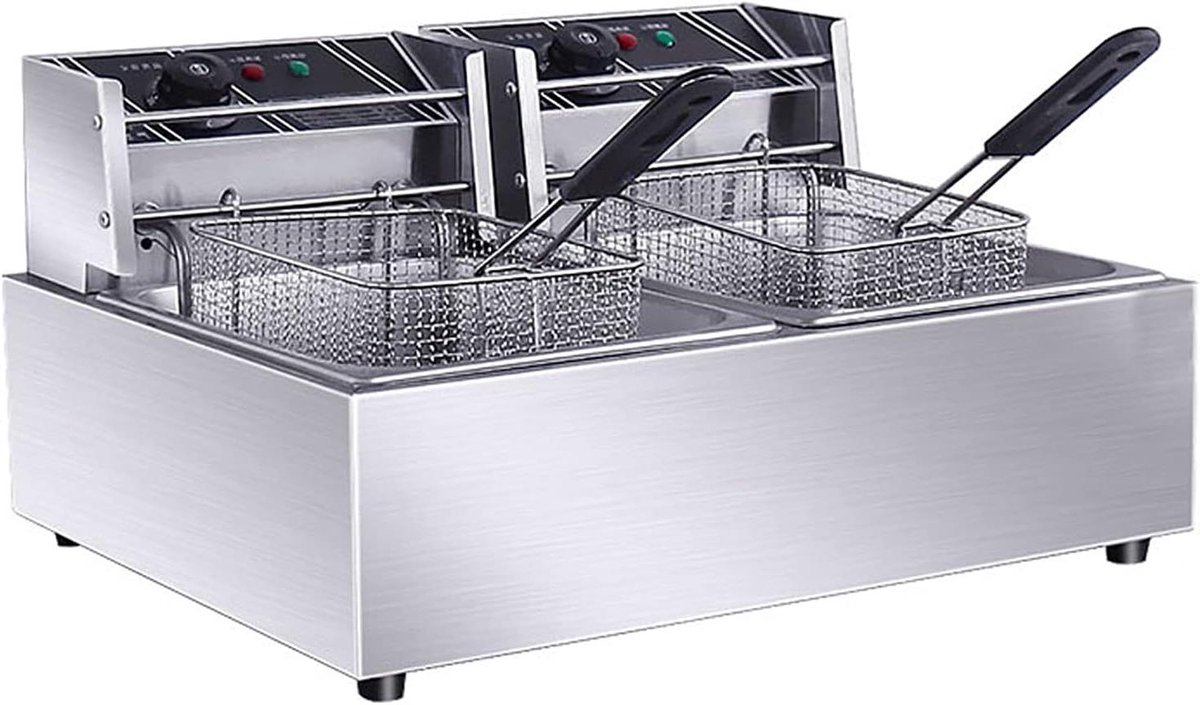 Roestvrijstalen Frituurpan - Elektrische Friteuse - Thuis Frituren - Instelbare Temperatuur - 8L of 16L - Zilver