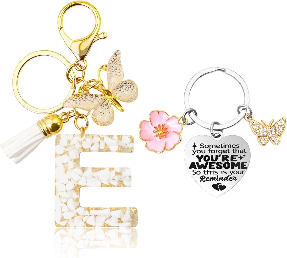 letter meisjes sleutelhanger letters vlinder geluksbrenger zakhanger bloemen sleutelhanger voor vrouwen meisjes verjaardagscadeau