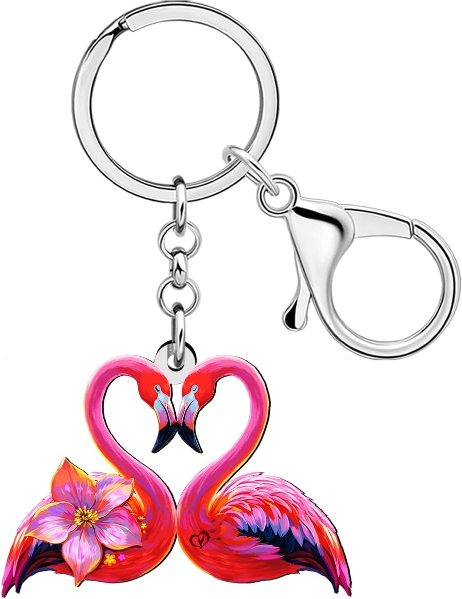 Acryl Leuke Tropische Roze Flamingo Sleutelhanger Sleutelhanger Hawaiiaanse Vogel Geschenken Voor Vrouwen Vogel Liefhebbers Autosleutels Tas Accessoires