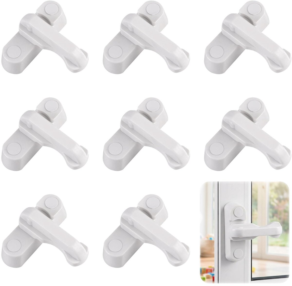 Raambeveiliging inbraakbeveiliging wit - 8 stuks - eenvoudig te installeren - extra bescherming voor uw huis - SnelShoppen