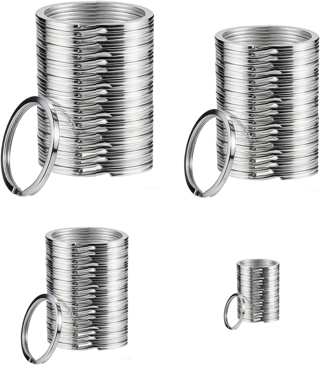 80 stuks sleutelringen, 15/20/25/30 mm, metalen ronde sleutelringen, ring voor sleutels, sleutelhangers, accessoires, knutselen, ornamenten en doe-het-zelf