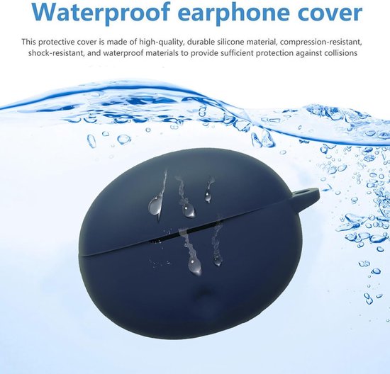 Beschermhoes voor Oppo Enco Air5 Pro, siliconen hoes met karabijnhaak, ultradun, valbescherming, draagbaar, beschermhoes voor Oppo Enco Air 5 Pro, donkerblauw — afbeelding 5