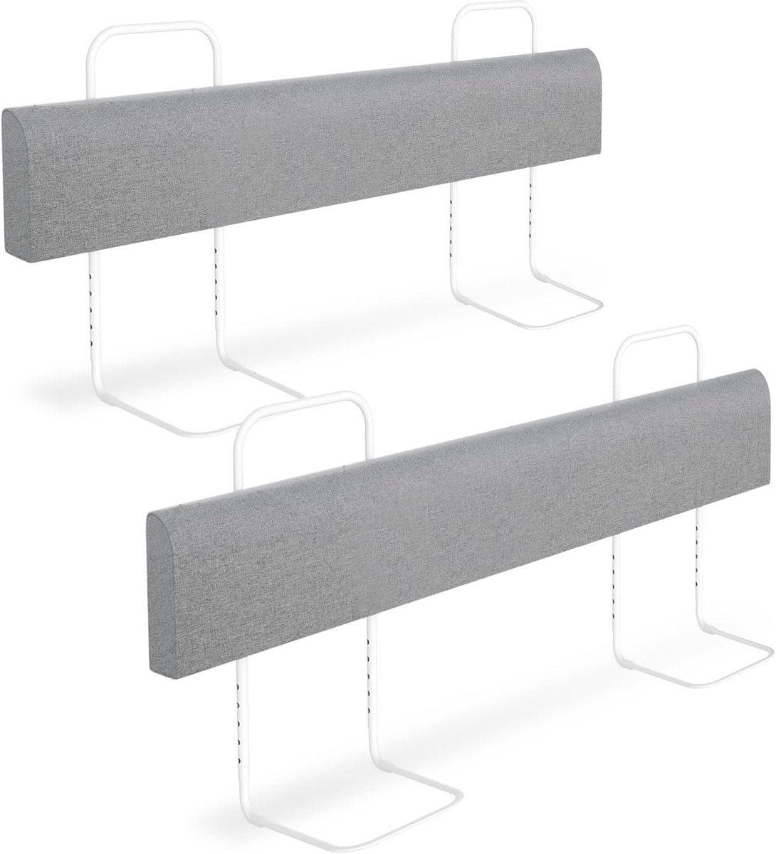 Bedhek, 2 x 150 cm, bedhek, valbescherming, bed voor kinderen, vormbare bedrandbescherming, in hoogte verstelbaar, veiligheidsleuning, boxspringbed, kinderbedhek, grijs