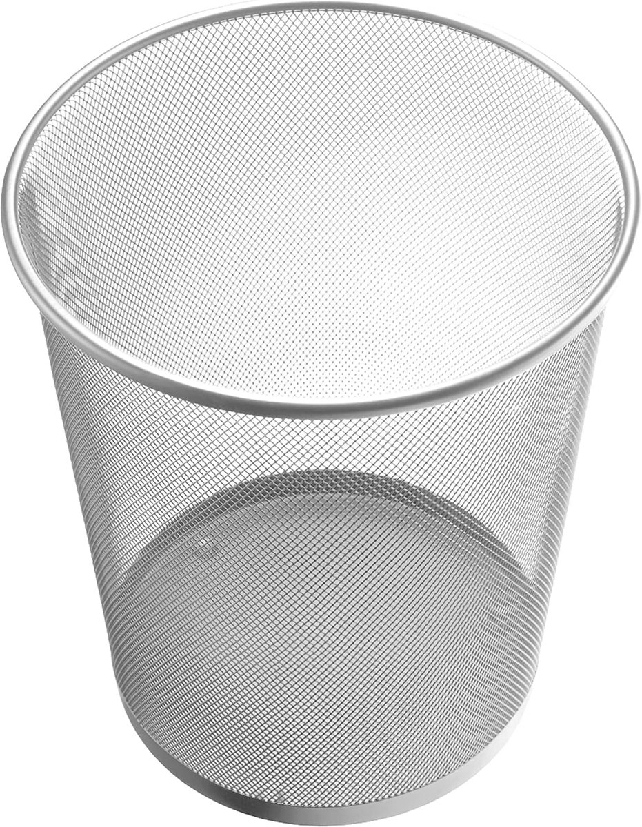 Helit H2518600 - Prullenbak „the circle network“ 23 L zilver | Afvalbakken van gaasstaal voor kantoor, thuiskantoor en werkplek