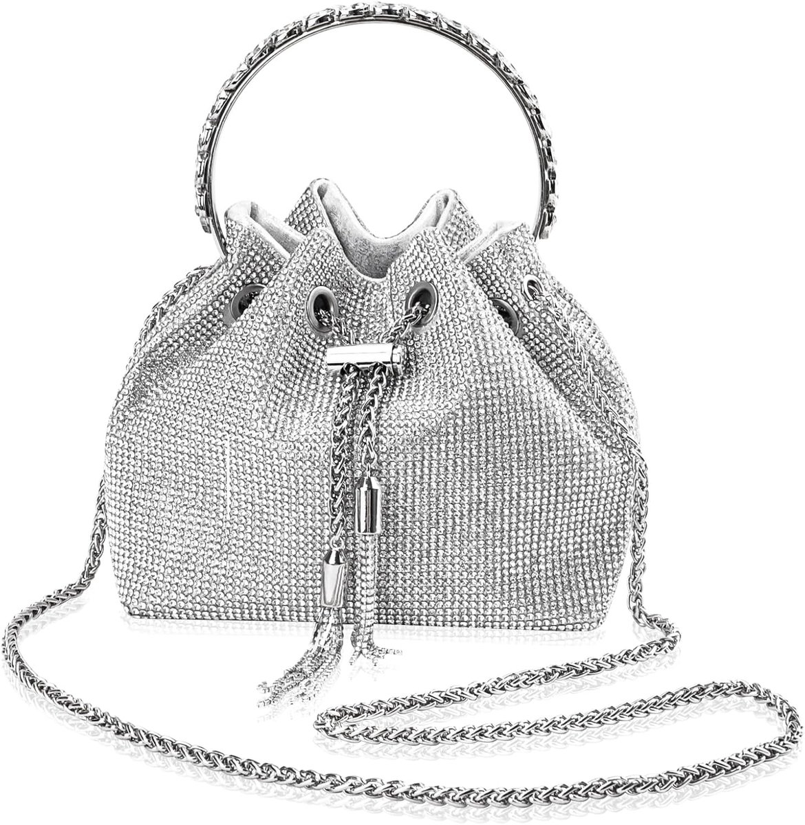 Strass clutch, zilveren tas dames handtas avondtas bruidstas, tassen voor vrouwen voor bruiloft formele avond prom party club