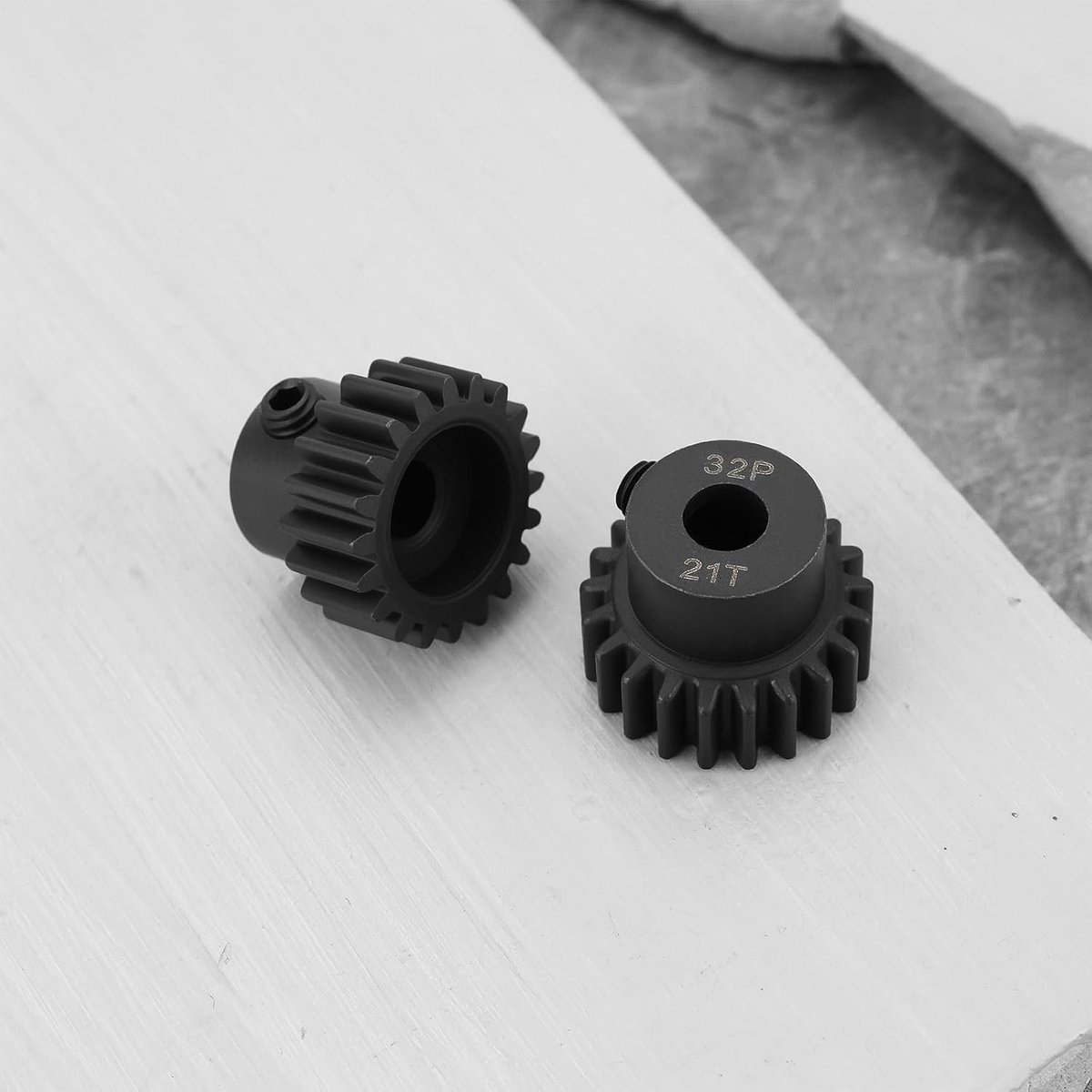 5-delige set 32T zwarte stalen metalen 5mm pinion motor tandwielen 17T 18T 19T 20T 21T Compatibel met Arrma Traxxass Axial HSP Redcat Losi 1/8 1/10 schaal RC auto vrachtwagen buggy
