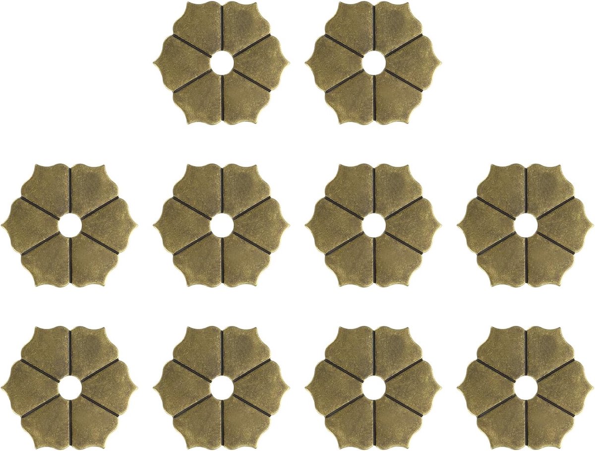 10 stuks bodemplaat voor meubelknoppen, 1,38 inch zeshoekige bloem vorm sluitring messing bodemplaat klassieke decoratie voor meubels afdichting voor lade meubels deur kast (brons)