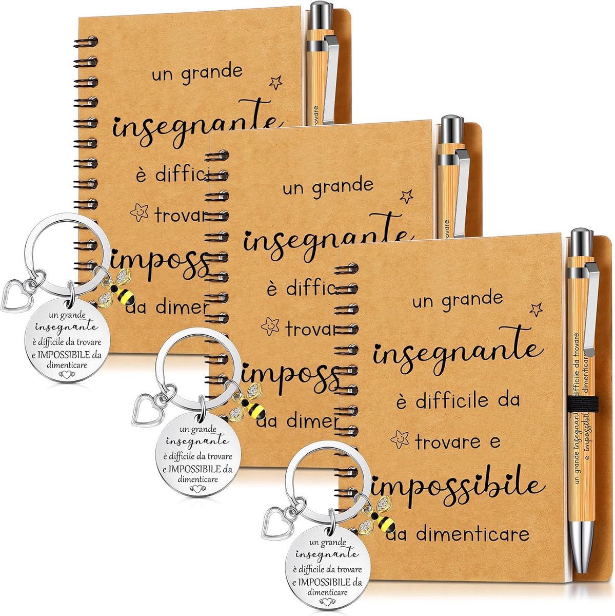 Cadeaus Voor Leerkrachten Sleutelhangers Voor Leerkrachten Agenda Met Pennen Notitieboek Lerarendagboek Afstudeercadeaus Cadeau-Ideeën Voor Vrouwelijke Leerkrachten(3 Sets)