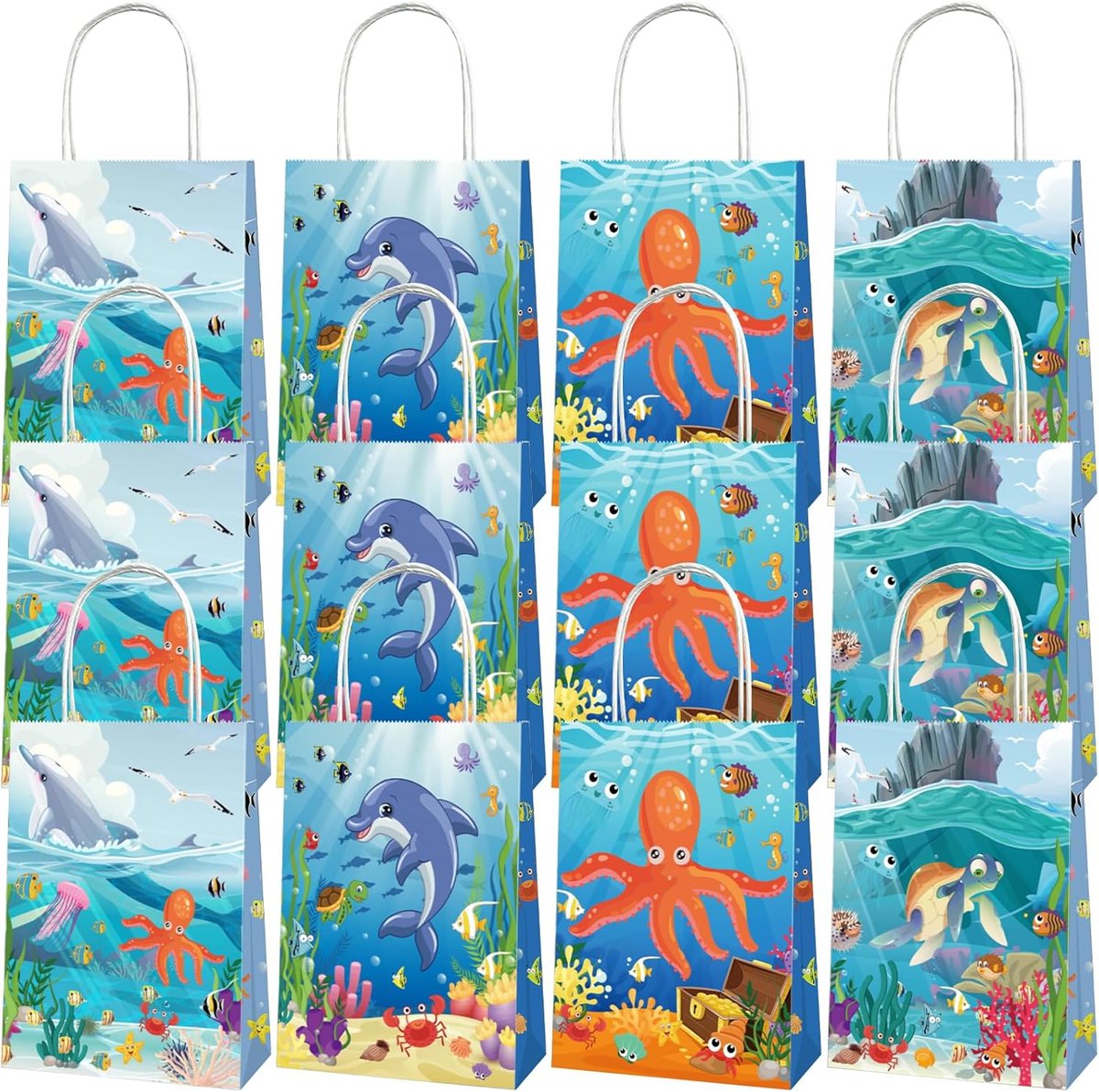 Oceaan papieren zakken oceaan PQKL-party kinderverjaardag onderwaterwereld cadeauzakjes voor zeewezens zakjes voor kinderverjaardag