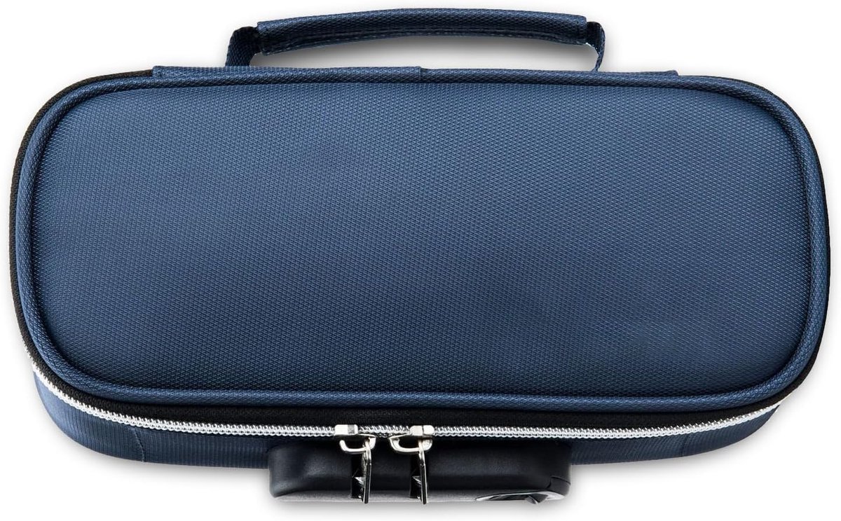 Kluis, afsluitbaar etui, veiligheidskoffer, etui met grote capaciteit, vergrendeling etui, mini-reiskluis, voor school, Blauw, Approx. 21.5x9.5x6.5cm / 8.46x3.74x2.56in, Roller Case