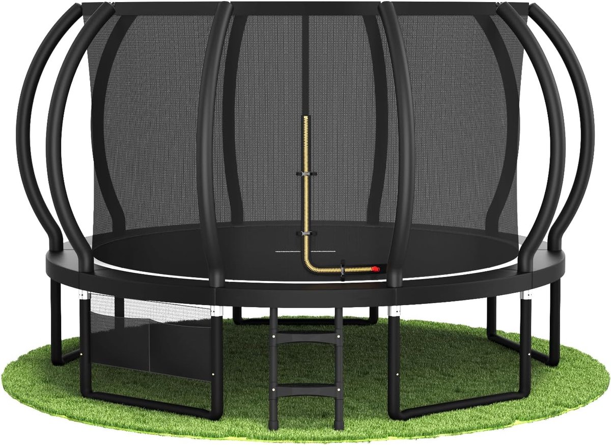 Outdoor Trampoline 7.5ft/10ft/12ft/14ft GS Certified Garden Trampoline With Safety Net, Non-Slip Ladder& Shoe Organiser,Available For Toddlers And Adults, Up to 150kg