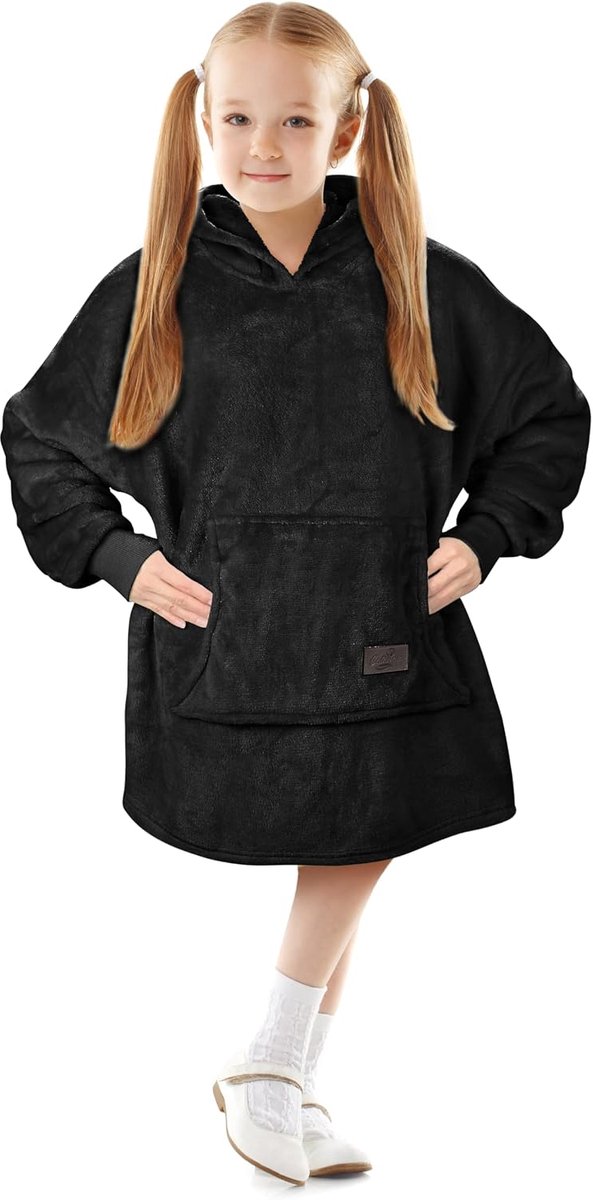 Classy Kinderhoodie-deken, oversized knuffelhoodie voor kinderen, meisjes en jongens, knuffelfleece draagbare deken, sherpa, wollige reuzencapuchon, sweatshirt voor jongeren,