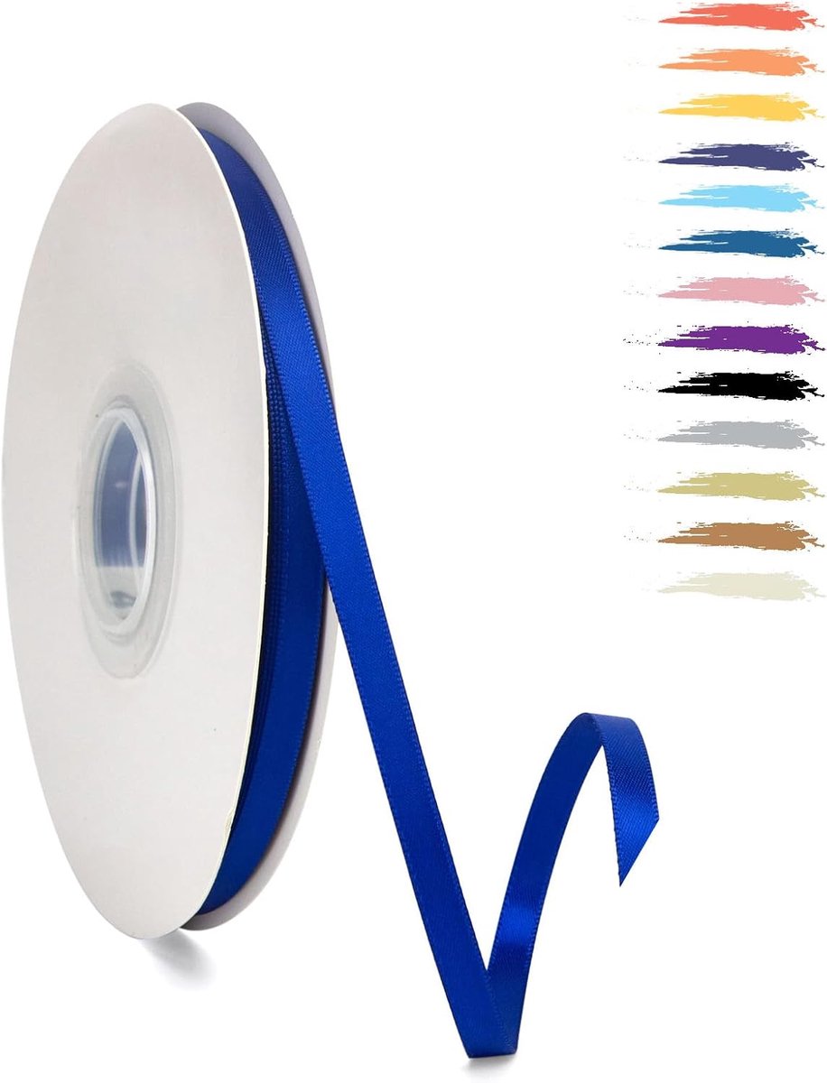 6mm Koningsblauw Satijnen Lint,95 Meters Decoratie Zijden Linten,Cadeaulint,Autolint,voor Feest, Bruiloft, Verjaardag,Valentijn Party