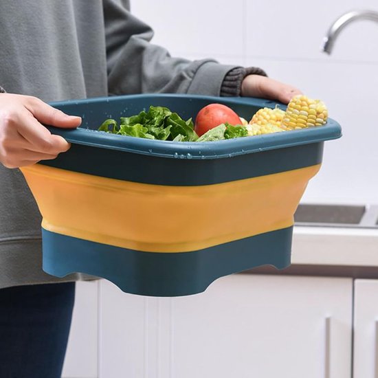 Opvouwbare Emmer - Wasbak Afdruiprek - Kamperen en Afwassen - Met Uitneembare Stop - 42 x 30 x 6 cm — afbeelding 2