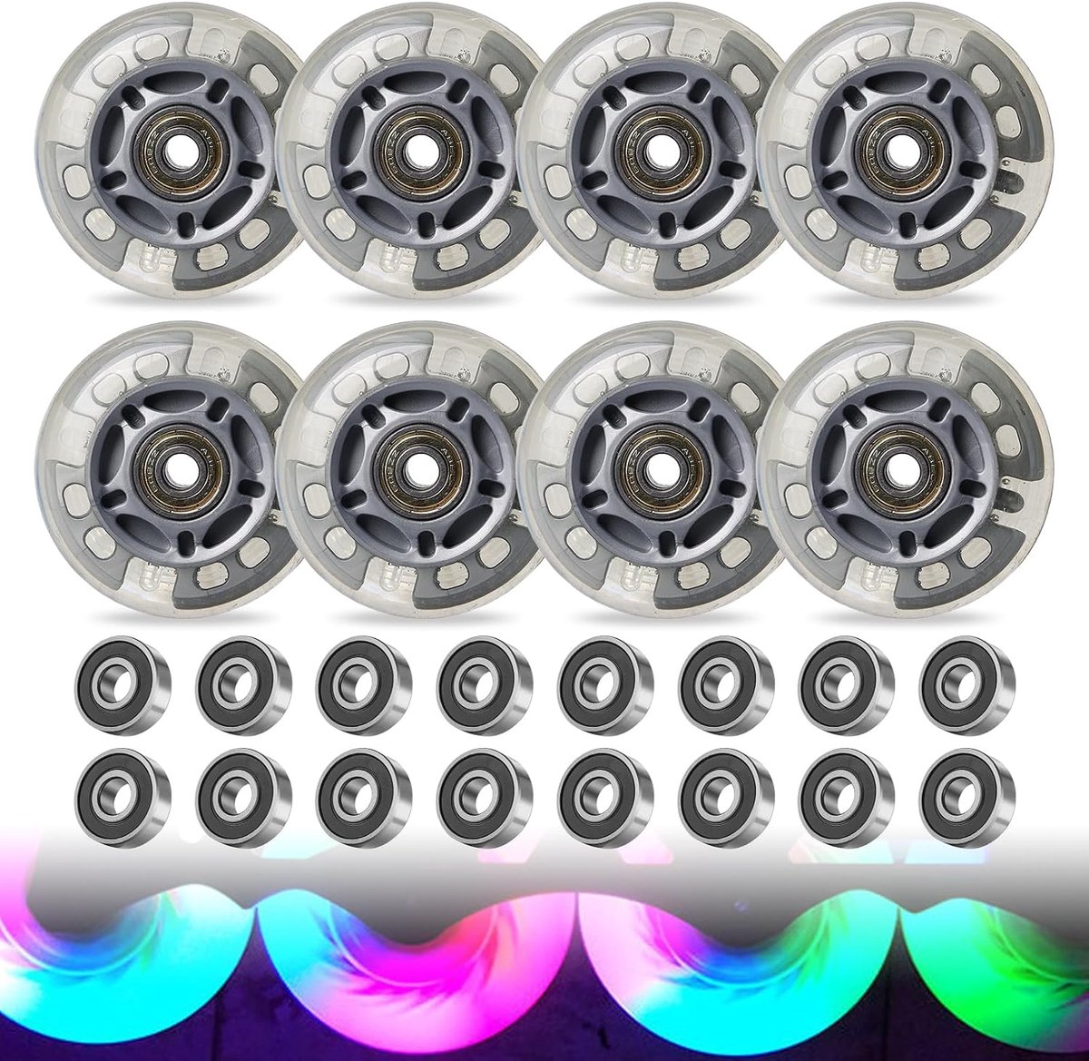 Wielen, inline skate-wielen, 72 mm, inline skates, reservewielen voor inline skates, skateboards (zilver)