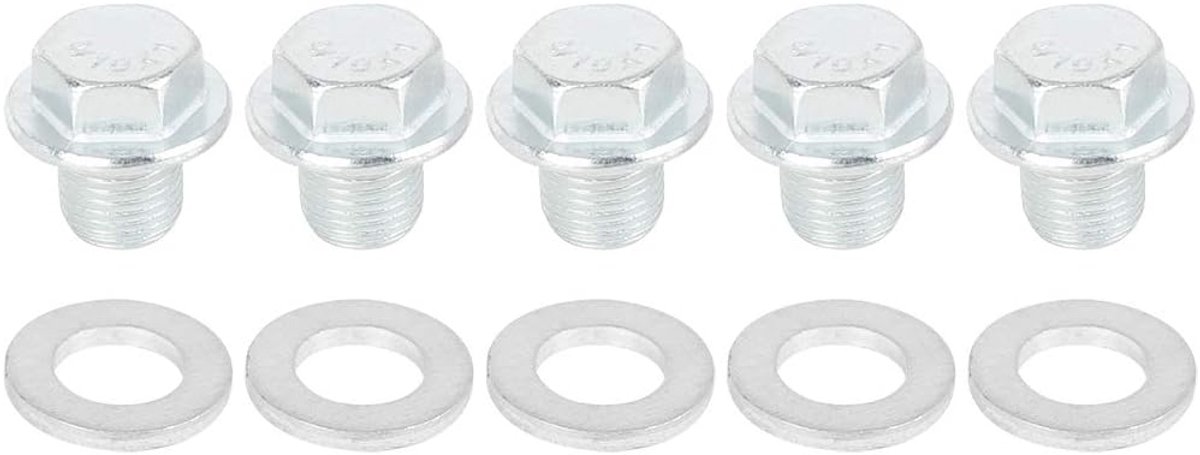 5 Sets Afvoerstop Schroeven M10x1 Metalen Auto Motor Olie Carter met Afdichting | Schroefdraadmaat: M10x1, met afdichting, voor benzine- en dieselmotor, eenvoudig te installeren, vervangt direct de oude