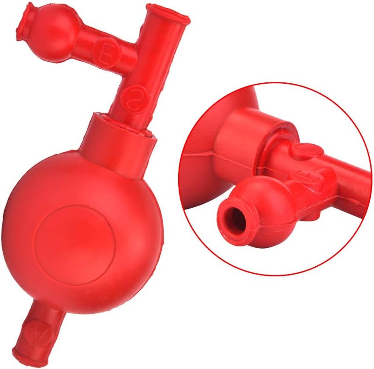 Pipettor, horizontale pipet met 3 kleppen, rubberen pipettenspuit, pomp voor laboratorium (rood)