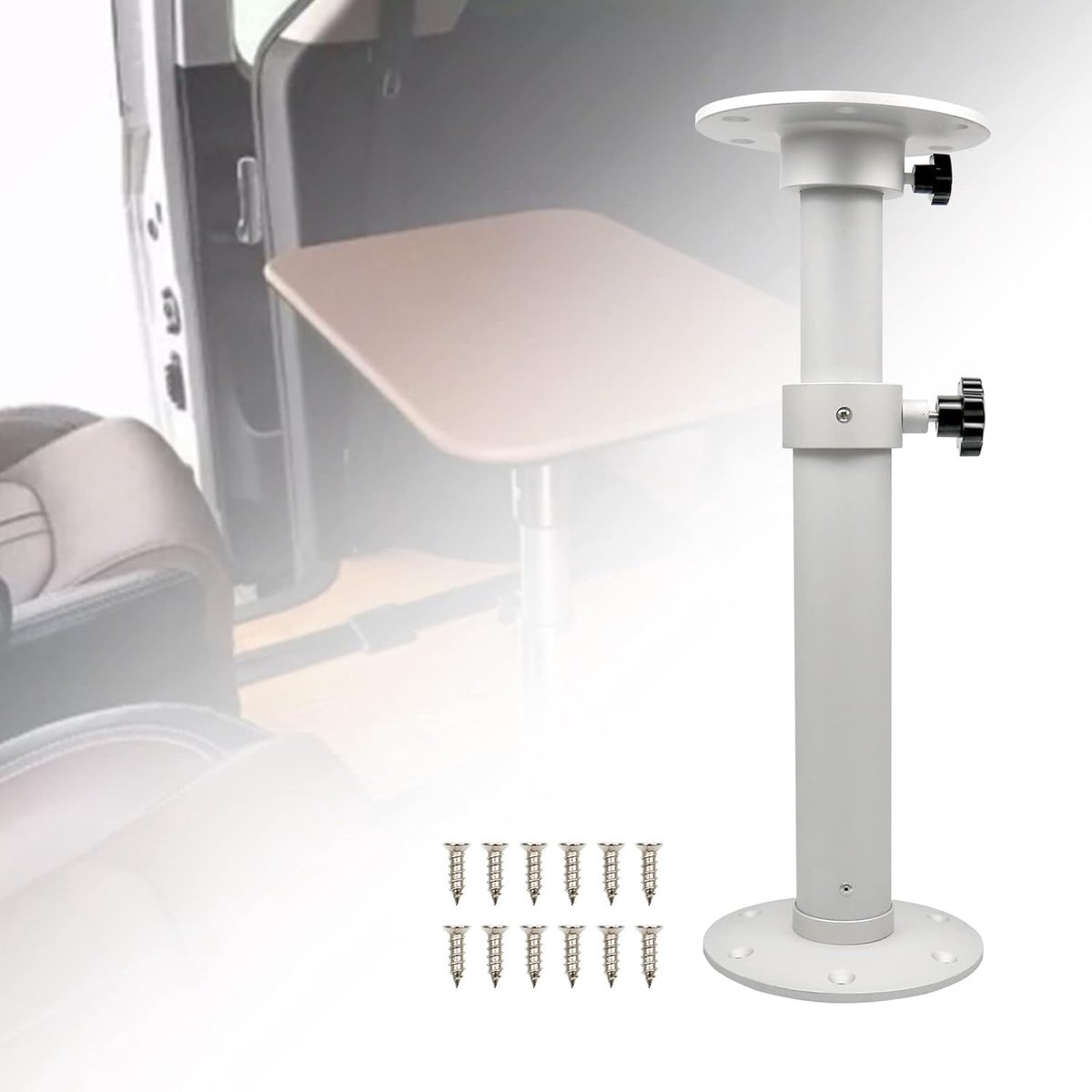 Tafelpoten voor camper, verstelbare hoogte 46-70 cm, afneembare tafelpoot voor camper, boot, jacht, camper, wit