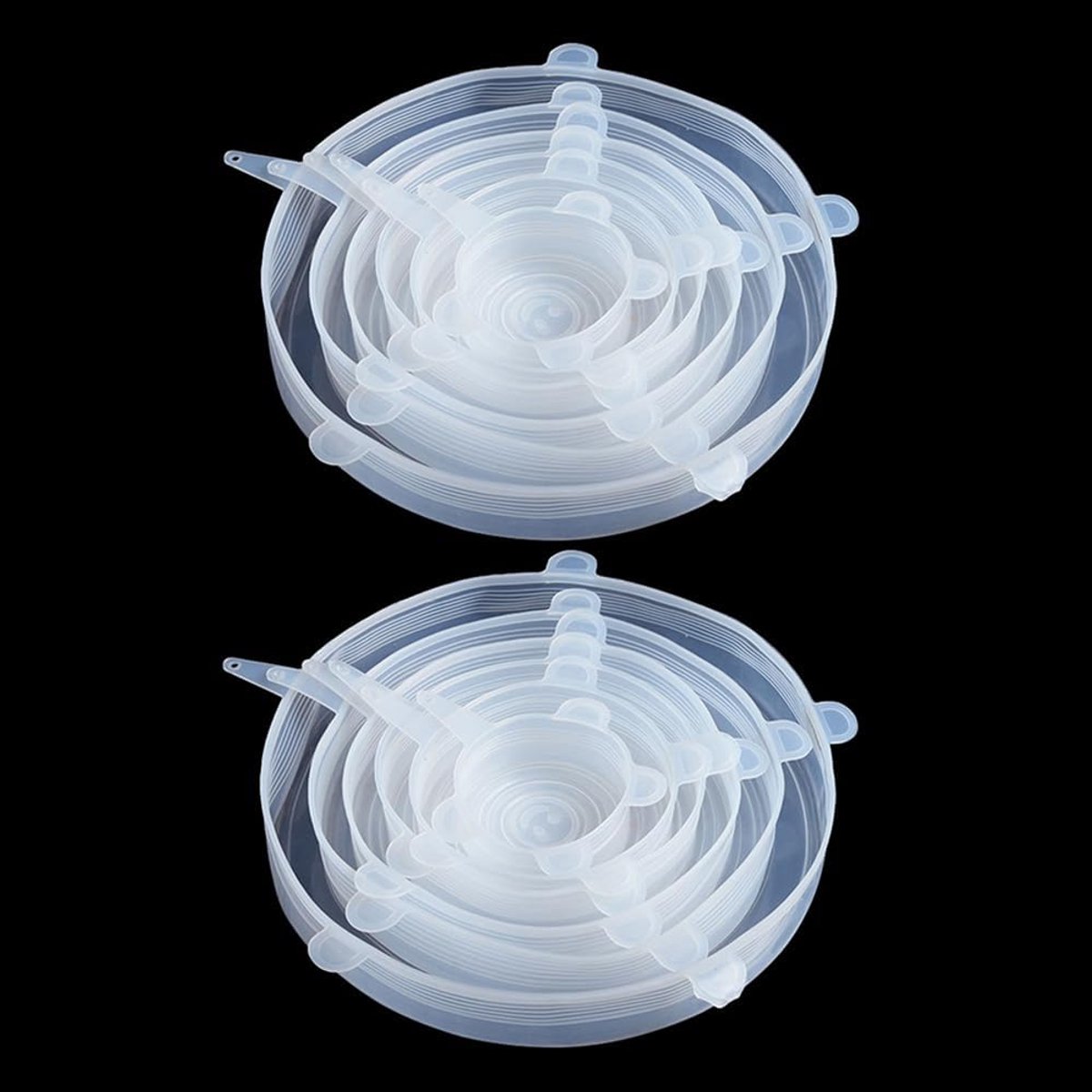 Deksels, 12 stuks komhoezen, herbruikbare wonder rekbare eco-dekselhoezen, magnetron voedselhoes siliconen komhoezen voor borden, potten kommen (rond) wit