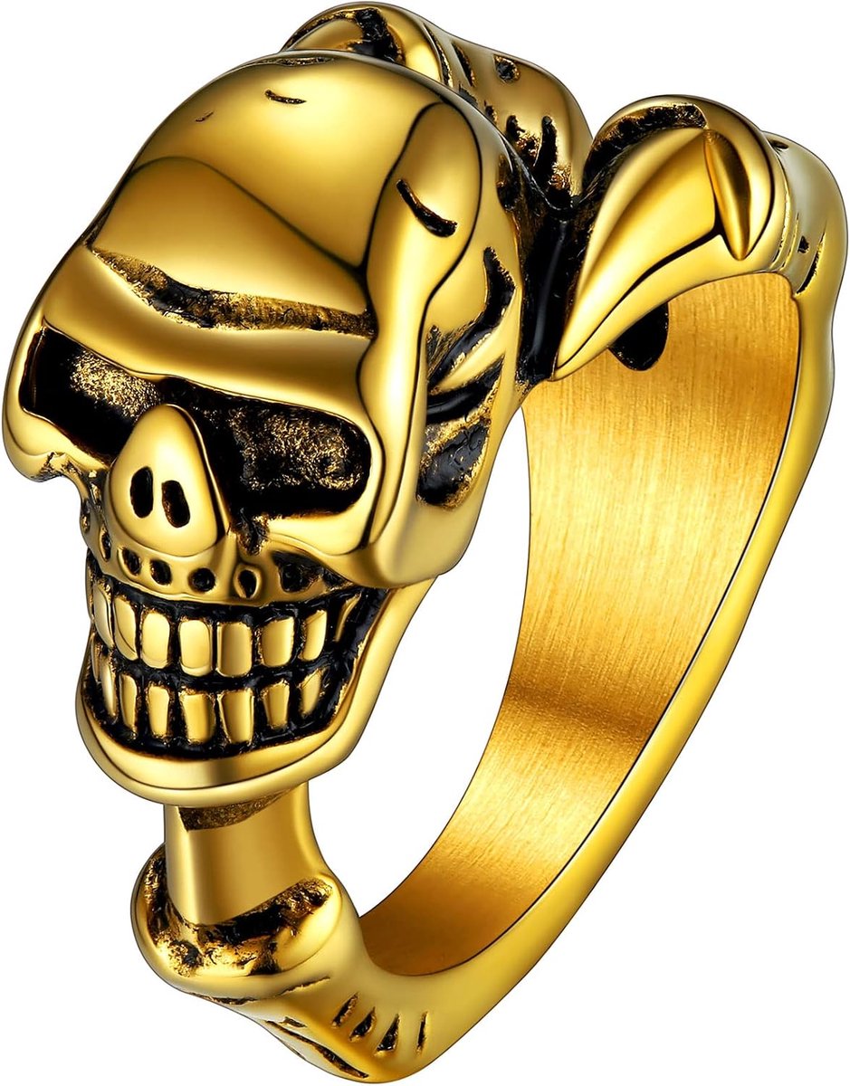 Ring Schedel Hand Hand Enkel Satanisch Donker Retro Ring Gepolijst 3D Zilver/Zwart/Goud Heren Uniseks Hiphop Rock Liefhebbers