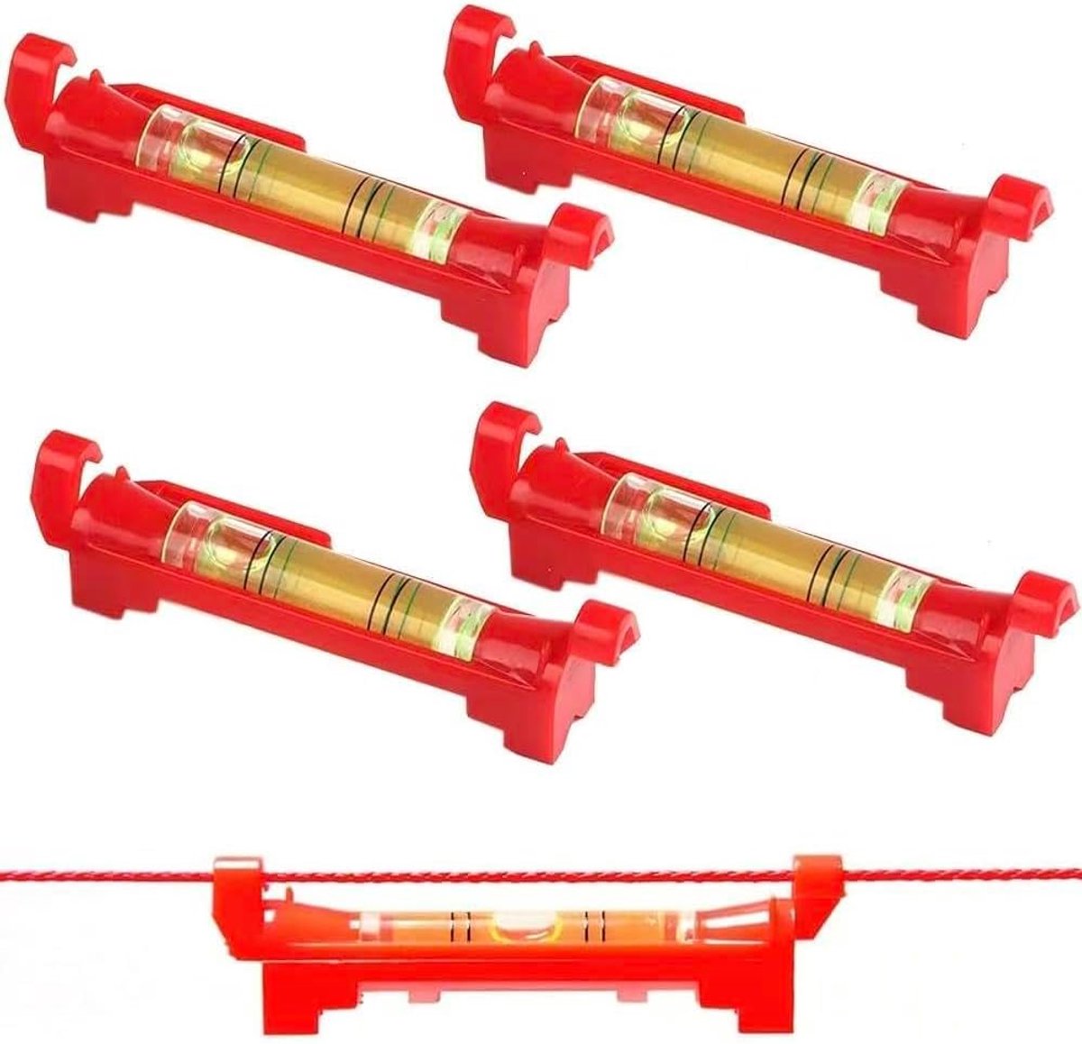 4 stuks rode waterpas, snoerwaterpas, professionele draadwaterpas | richtsnoer, snoer, slangweegschaal, voor loodgieterwerk, metselwerk, gootwerk, waterpas