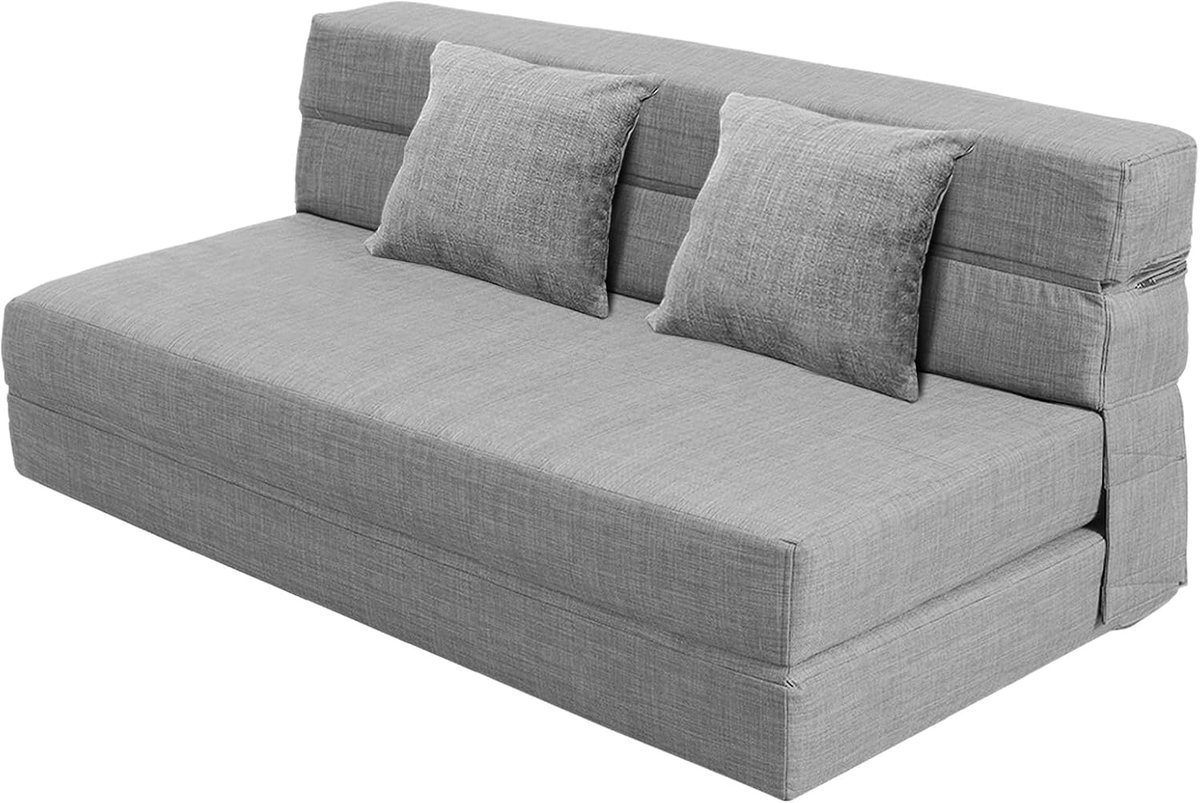 Traagschuim Uitklapbare Slaapbank met Kussen Twin Size Futon Slaapstoel voor Woonkamer Appartement (Queen, Light Grey)