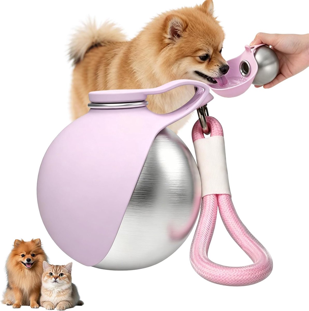 hondendrinkfles, opvouwbaar, 2-in-1 waterfles voor honden, met opvouwbare voerbak voor wandelen, kamperen, outdooractiviteiten