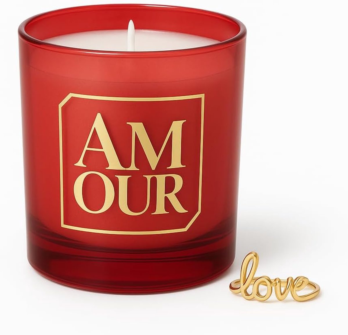 Geurkaars met juweel - rood ombré design - elegante uitstraling - perfect als cadeau voor de liefde - SnelShoppen
