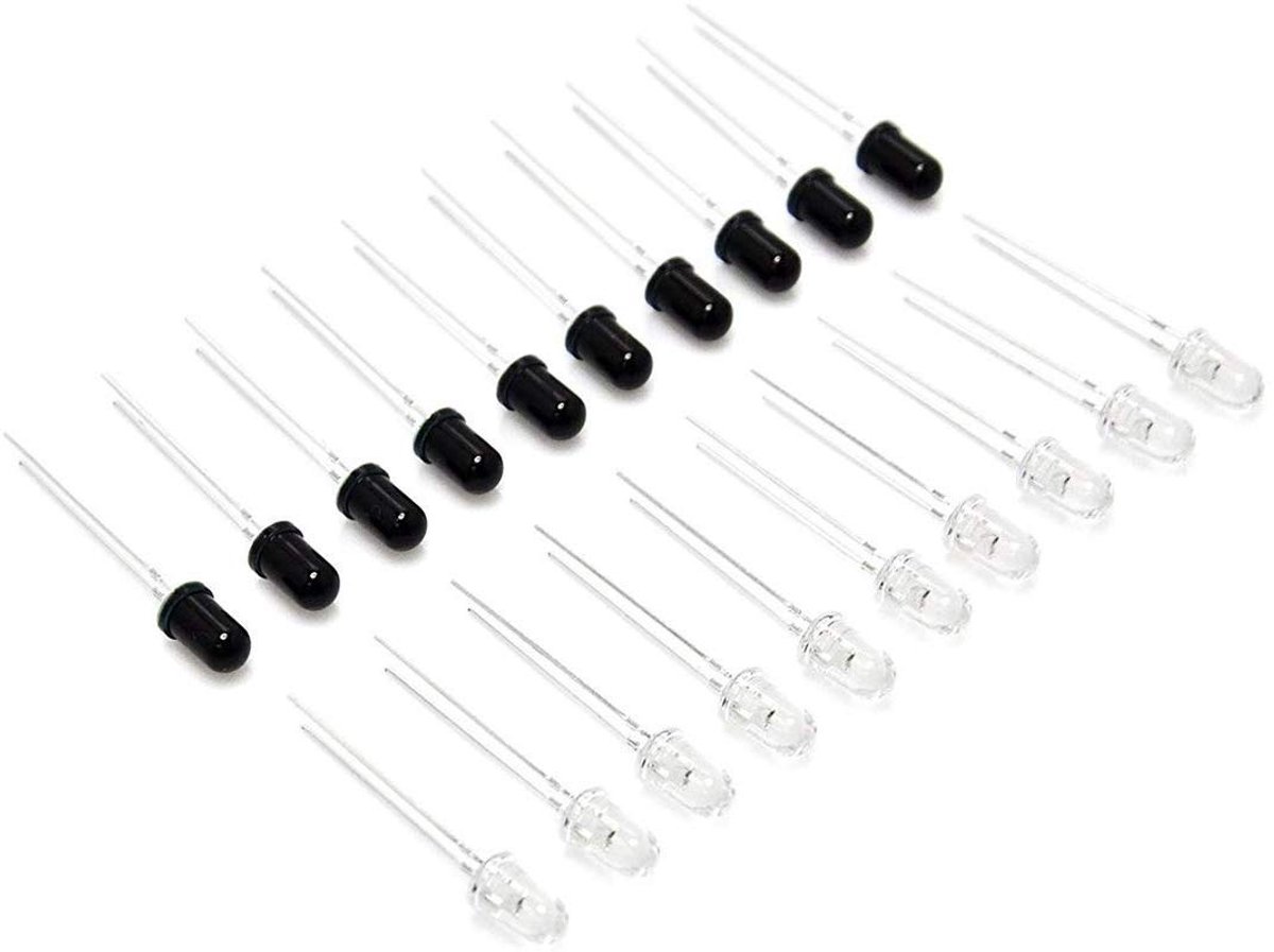 20 stuks 5 mm 940 nm leds infrarood emitter en IR-ontvanger diode voor Arduino 5 mm infrarood 10 emissie + 10 ontvangerbuis (verpakking met 10 paar)