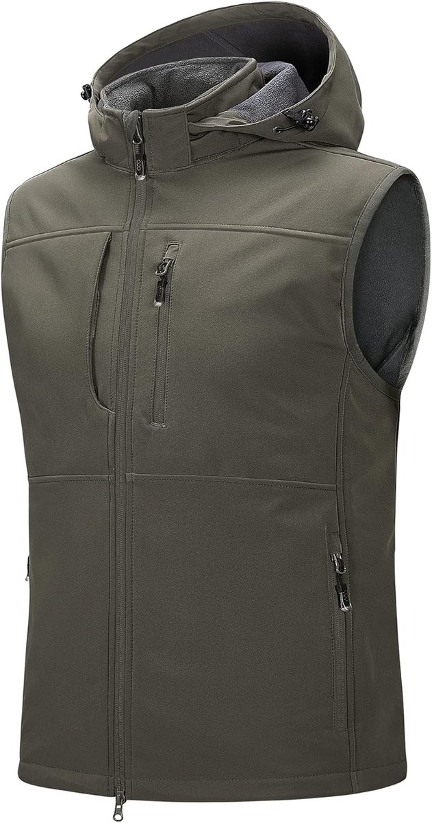 33,000ft Outdoorjas voor heren, waterdicht, softshell, mouwloos, bodywarmer, fleecevest, volledige ritssluiting