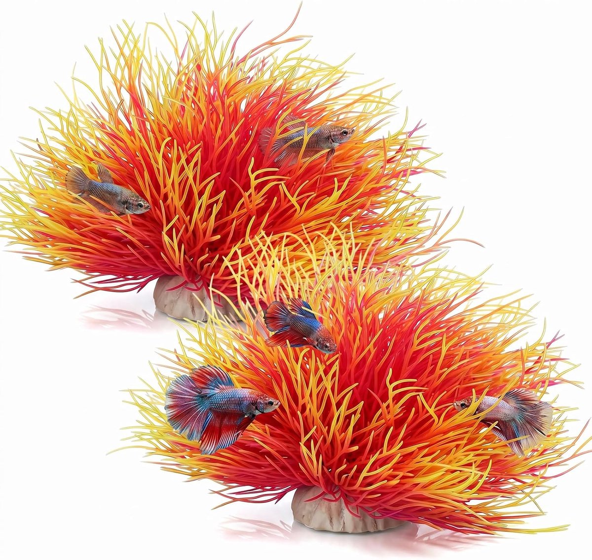 2 stuks kunstaquariumplanten, realistische decoratieve planten van kunststof voor aquaria, kunstplanten in natuurlijke stijl, aquariumdecoratie, voor Betta Tanks Aquascaping (roze)