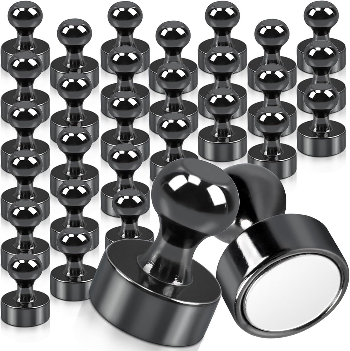Magneten, zwart, 12 x 16 mm, neodymium mini-magneten voor magneetbord, koelkast, prikbord, kegelmagneten, whiteboard, kantoor
